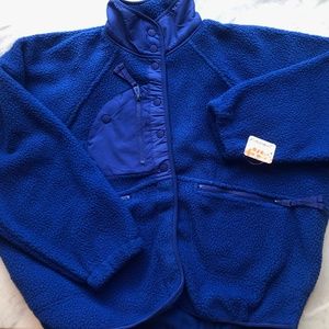 Free People Hit the Slopes Fleece Jacket - Sapphire - Size M